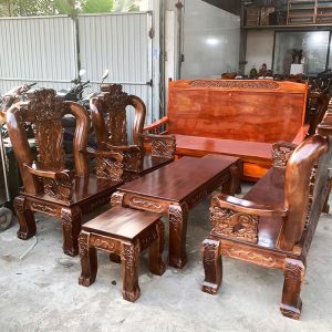 Salon Gỗ Chạm Đỉnh Rồng Lưng Tấm Tay 12 Mới 99%