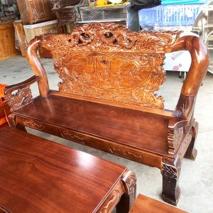 Salon Gỗ Chạm Đỉnh Rồng Lưng Tấm Tay 12 Mới 99%