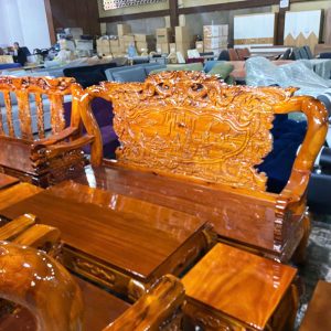 Salon Gỗ Chạm Đỉnh Rồng Lưng Tấm Tay 12 Mới 99%
