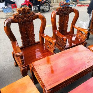 Salon Gỗ Chạm Đỉnh Rồng Lưng Tấm Tay 12 Mới 99%