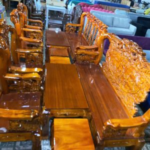 Salon Gỗ Chạm Đỉnh Rồng Lưng Tấm Tay 12 Mới 99%