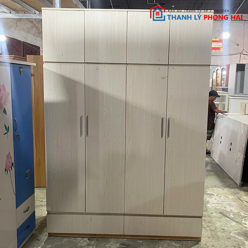 tu-quan-ao-go-mdf-cu-4-canh-1m65-2 Tủ Quần Áo Gỗ MDF Cũ 4 Cánh 1m65