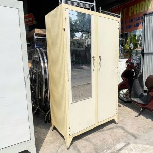 Tủ Sắt 2 Cánh Kèm Gương 88cm Cũ (Nhiều Mẫu)