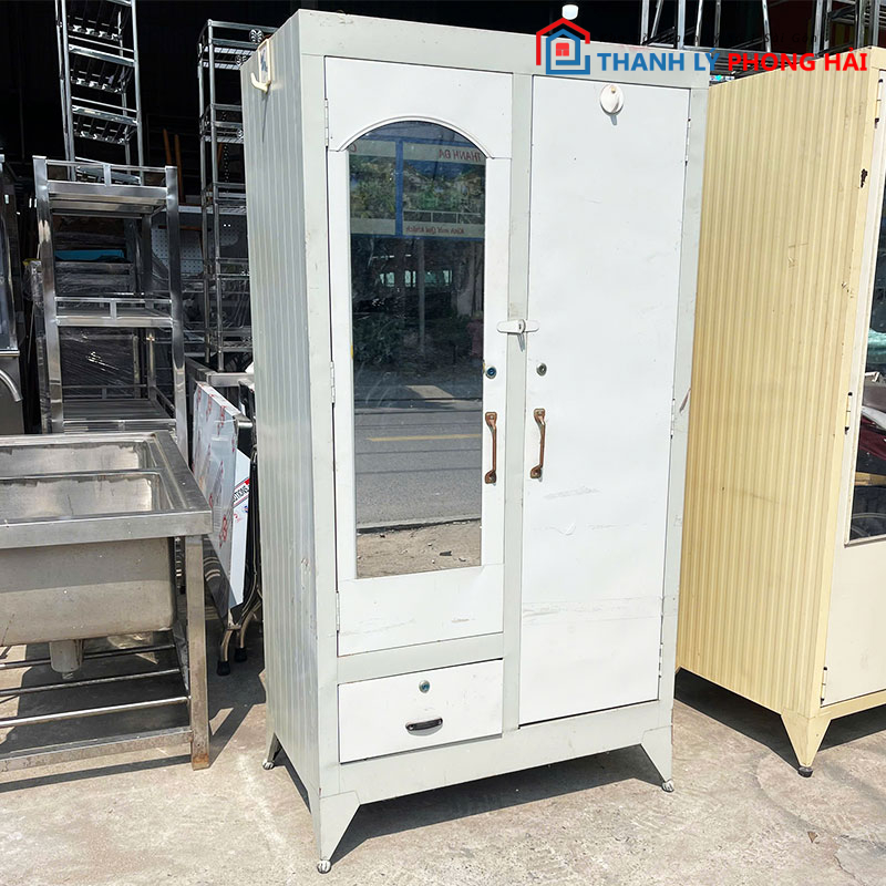 tu-sat-2-canh-kem-guong-88cm-cu-nhieu-mau-5 Tủ Sắt 2 Cánh Kèm Gương 88cm Cũ (Nhiều Mẫu)