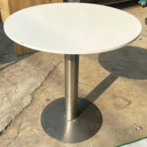Bàn Cafe Tròn 70cm Chân Trụ Inox Cũ