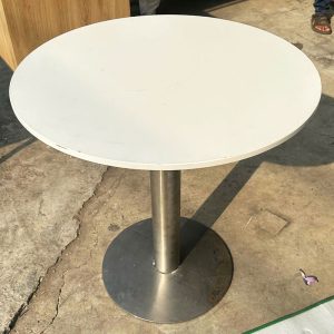 Bàn Cafe Tròn 70cm Chân Trụ Inox Cũ