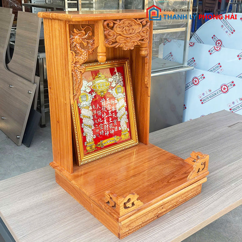 ban-tho-ong-dia-go-tu-nhien-40cm-3 Bàn Thờ Ông Địa Gỗ Tự Nhiên 40cm Chạm Rồng Cũ