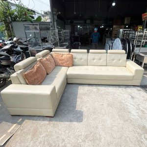 Băng Sofa Bọc Da Kèm Gối Góc L 2m8 Cũ