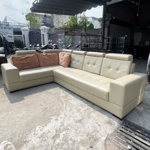 Băng Sofa Bọc Da Kèm Gối Góc L 2m8 Cũ