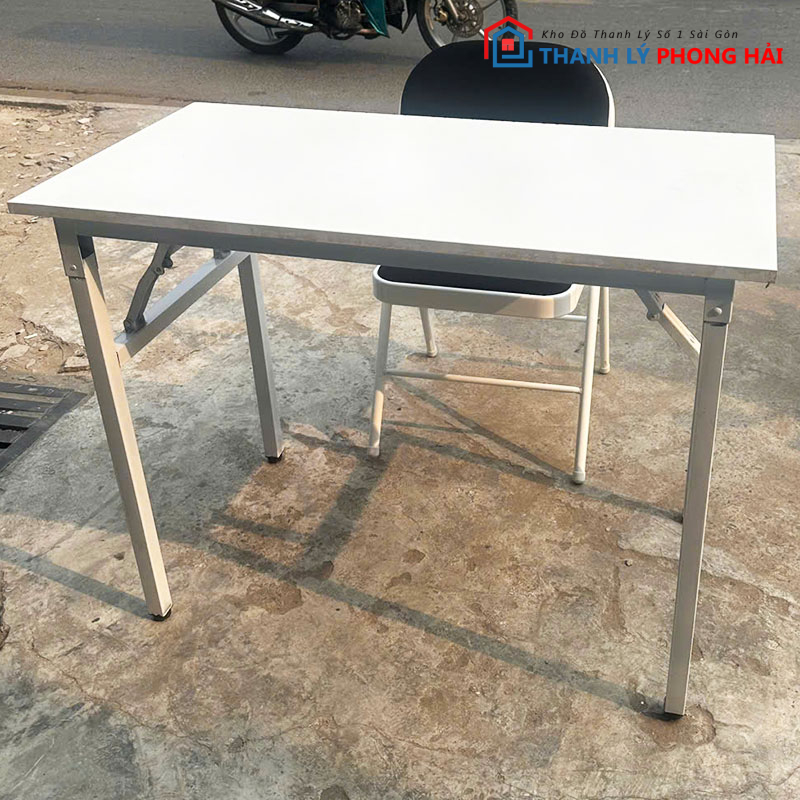combo-ban-lam-viec-chan-gap-1m-kem-ghe-2 Combo Bàn Làm Việc Chân Gấp 1m Kèm Ghế Xếp Cũ