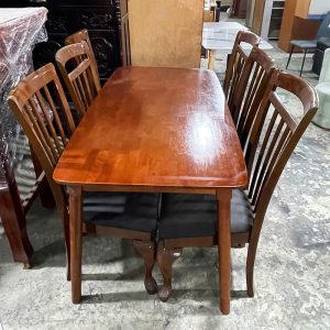 Bộ Bàn Ăn Gỗ Kèm 6 Ghế Bọc Đệm Cũ