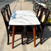 Bộ Bàn Ăn Mặt Vân Đá 1m2 Kèm 4 Ghế Gỗ Cũ