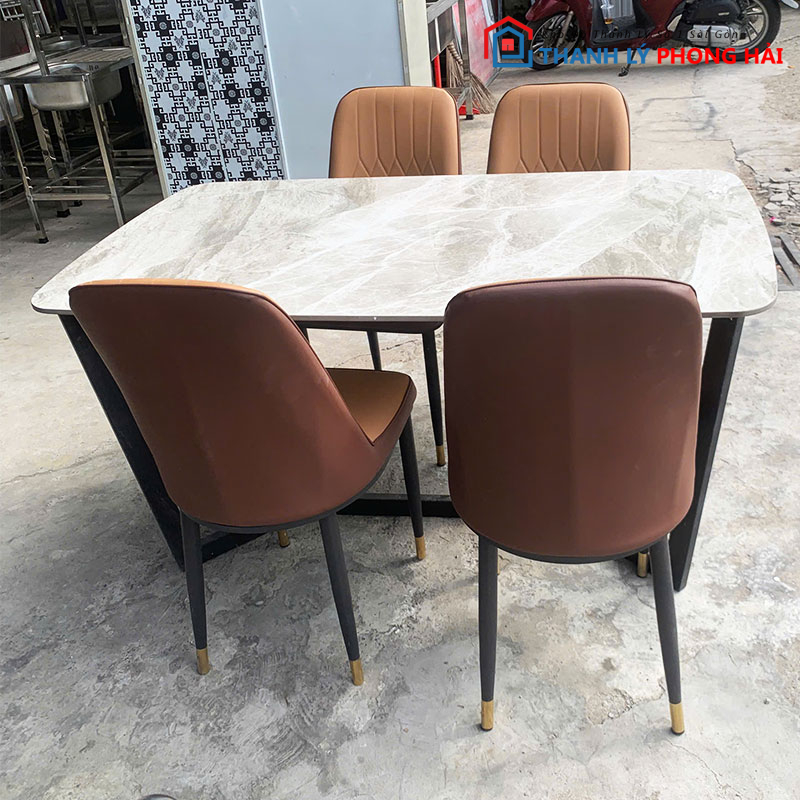 bo-ban-an-mat-van-da-1m4-kem-4-ghe-monet-7 Bộ Bàn Ăn Mặt Vân Đá 1m4 Kèm 4 Ghế Monet Mới 99% (Nhiều Màu)