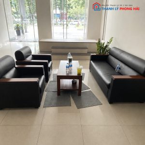 Bộ Sofa Da 1m9 Cũ Tay Ốp Gỗ