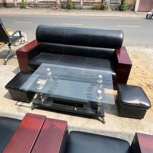 Bộ Sofa Da 1m9 Cũ Tay Ốp Gỗ