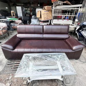 Bộ Sofa Da Nâu 2m Kèm Bàn Cũ