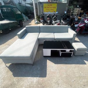 Sofa Góc L 2m4 Kèm Bàn Màu Xám Cũ