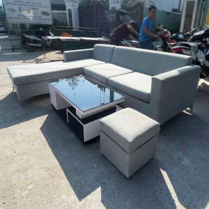 Sofa Góc L 2m4 Kèm Bàn Màu Xám Cũ