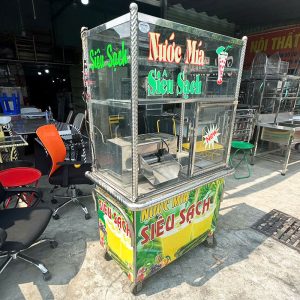 Xe Nước Mía Inox 90cm Siêu Sạch Kèm Máy Ép Mía Cũ