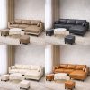 Sofa Da Góc L Kèm Bàn Trà Và 2 Đôn Mới 99%
