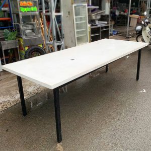 Bàn Họp 2m4 Mặt Gỗ Trắng Chân Sắt Cũ