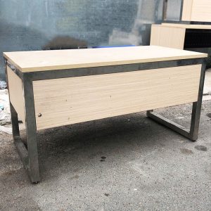 Bàn Khung Inox 2 Hộc Mặt Gỗ MDF Cũ (Nhiều Size)