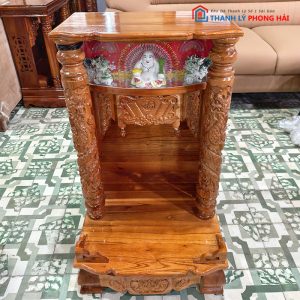 Bàn Thờ Ông Địa Gỗ Xoan Chạm Khắc Cổ Điển Mới 99% (Nhiều Size)