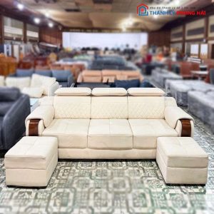 Băng Sofa 3 Chỗ Tay Ốp Gỗ Mới 99%
