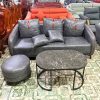 Băng Sofa Bọc Da Cao Cấp Kèm Đôn Tròn Mới 99%