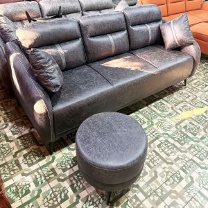 Băng Sofa Bọc Da Cao Cấp Kèm Đôn Tròn Mới 99%