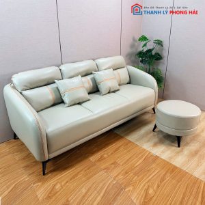 Băng Sofa Bọc Da Cao Cấp Kèm Đôn Tròn Mới 99%