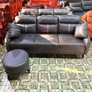 Băng Sofa Bọc Da Cao Cấp Kèm Đôn Tròn Mới 99%