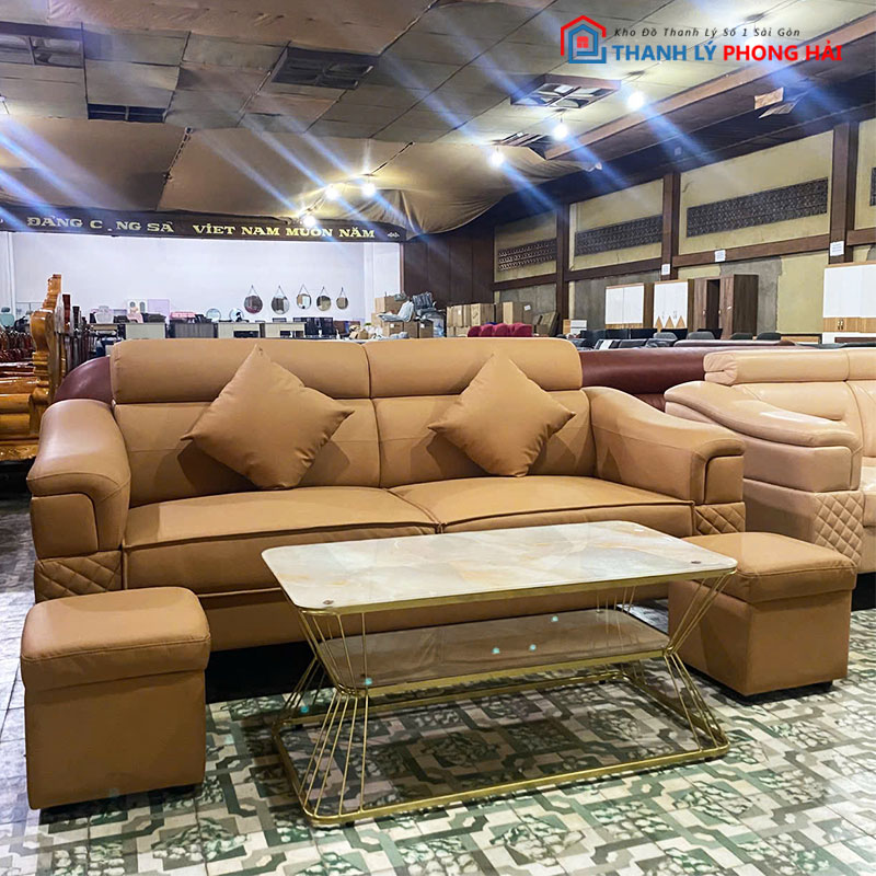 bang-sofa-boc-da-kem-don-vuong-1-1 Băng Sofa Bọc Da Kèm Đôn Vuông Mới 99% (Nhiều Màu)