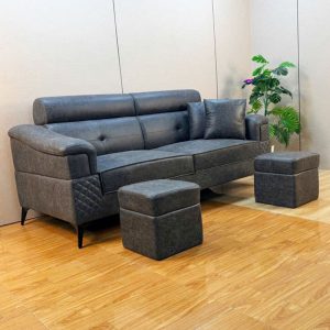 Băng Sofa Bọc Da Kèm Đôn Vuông Mới 99% (Nhiều Màu)