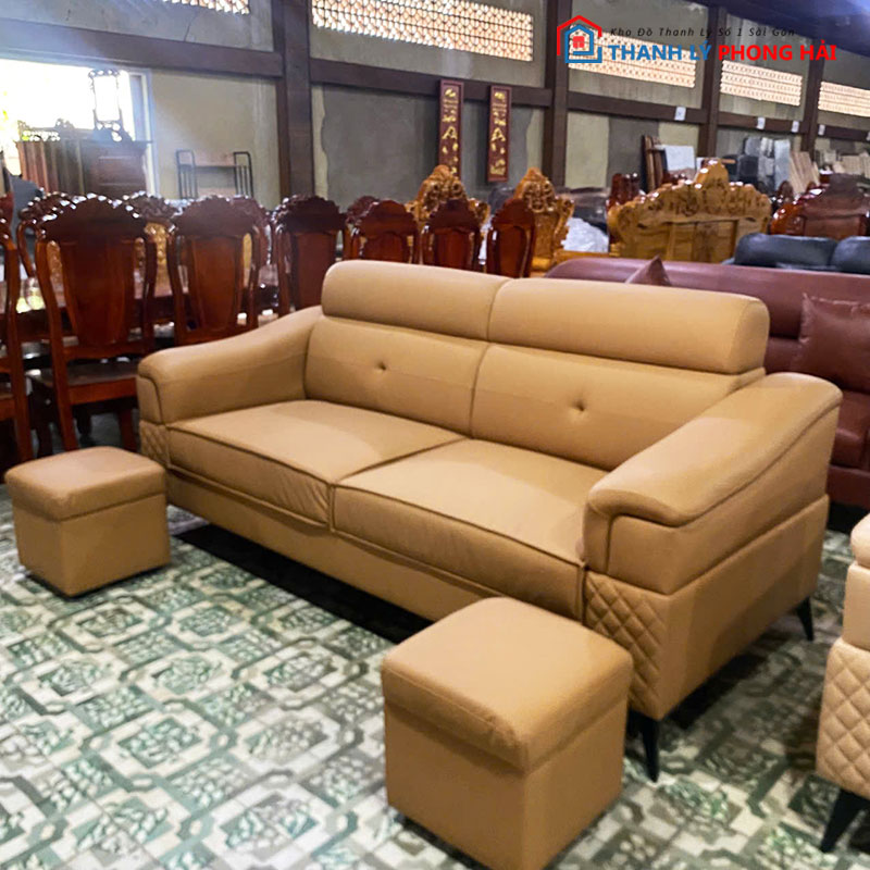 bang-sofa-boc-da-kem-don-vuong-2-1 Băng Sofa Bọc Da Kèm Đôn Vuông Mới 99% (Nhiều Màu)
