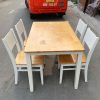 Bộ Bàn Ăn Gỗ 1m2 Kèm 4 Ghế Chân Trắng Cũ