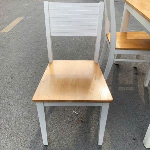 Bộ Bàn Ăn Gỗ 1m2 Kèm 4 Ghế Chân Trắng Cũ