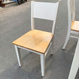Bộ Bàn Ăn Gỗ 1m2 Kèm 4 Ghế Chân Trắng Cũ