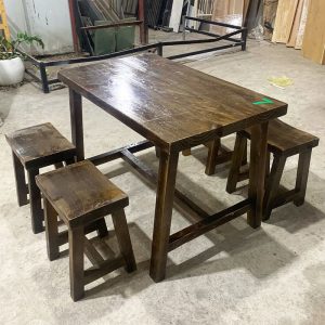 Bộ Bàn Ăn Gỗ Tự Nhiên 1m Cũ