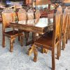 Bộ Bàn Ăn Gỗ Tự Nhiên Chân Trụ 8 Ghế Mới 99%