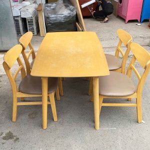 Bộ Bàn Ăn Gỗ Tự Nhiên Kèm Ghế Mango Cũ