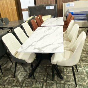 Bộ Bàn Ăn Mặt Đá Kèm Ghế Bọc Da Monet Mới 99%