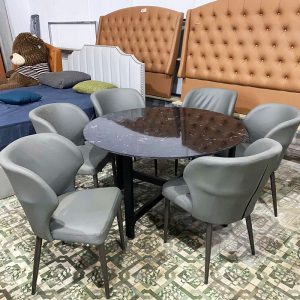 Bộ Bàn Ăn Tròn Mặt Đá Kèm Ghế Monet Mới 99% (Nhiều Size)