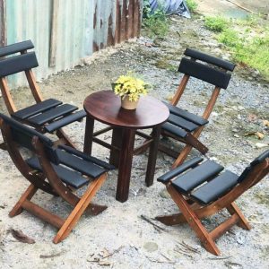 Thanh Lý Bộ Bàn Ghế Cafe Cóc Đệm Da Mới 99%