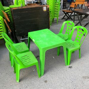 Bộ Bàn Ghế Nhựa Quán Ăn Màu Xanh Cũ