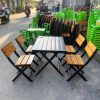 Bộ Bàn Ghế Quán Ăn Mặt Gỗ Chân Sắt Xếp Gọn Cũ