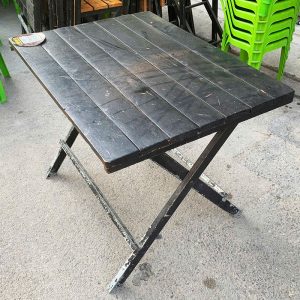 Bộ Bàn Ghế Quán Ăn Mặt Gỗ Chân Sắt Xếp Gọn Cũ