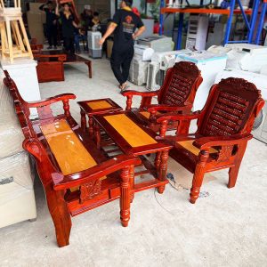 Bộ Bàn Ghế Salon Gỗ Kiểu Thùng 5 Món Mới 99%
