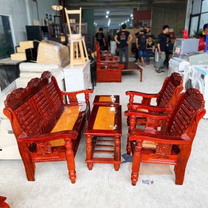 Bộ Bàn Ghế Salon Gỗ Kiểu Thùng 5 Món Mới 99%