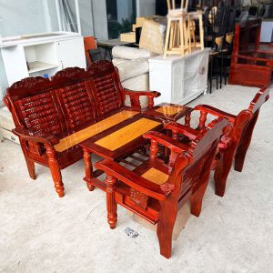 Bộ Bàn Ghế Salon Gỗ Kiểu Thùng 5 Món Mới 99%